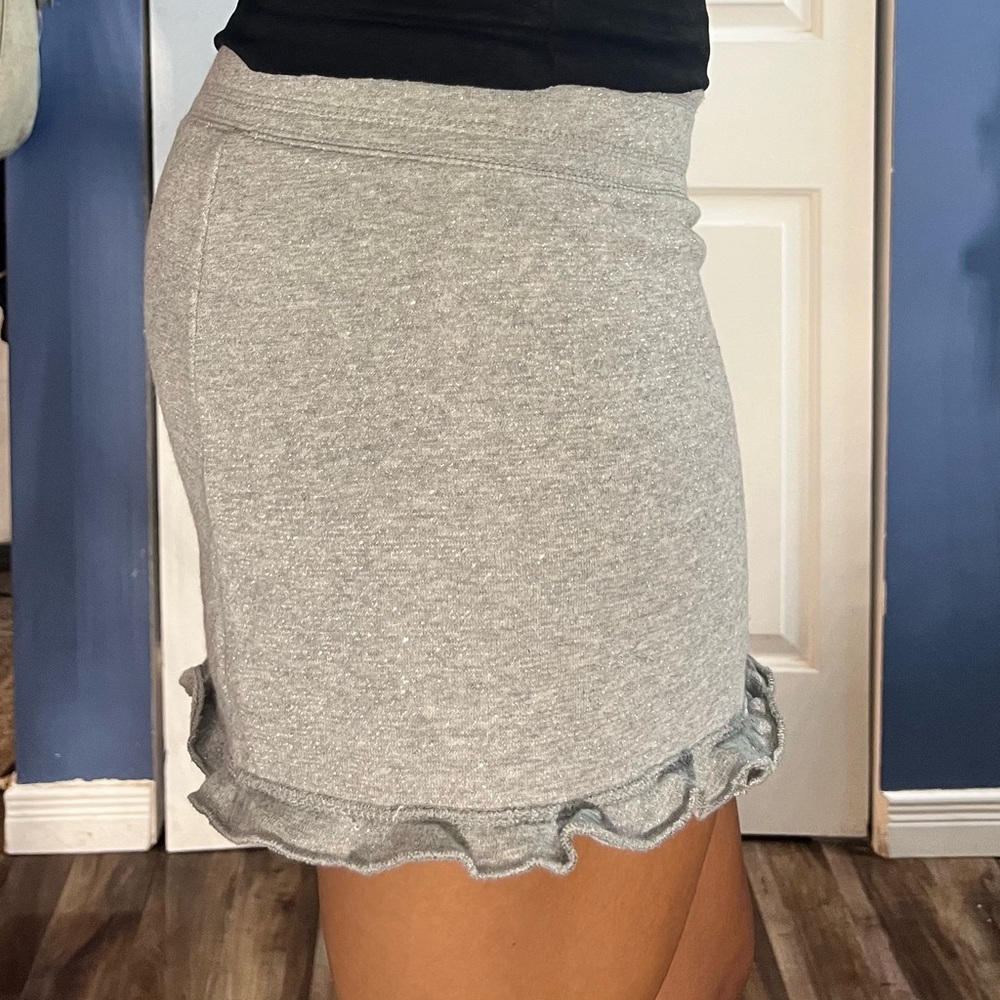 Gray Ruffle Mini Skirt - Picture 2 of 7